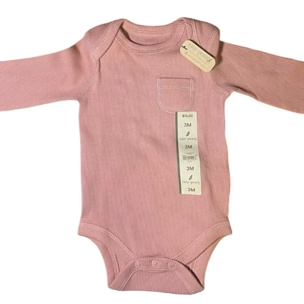 Baby Pink Long‎ Sleeve Onesie